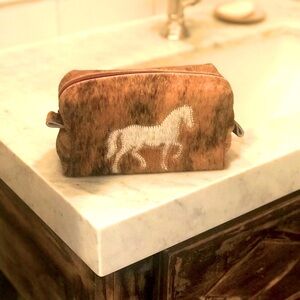 Hide cosmetic bag, One of a kind! Great gift, Mothers Day find! Horse lover!